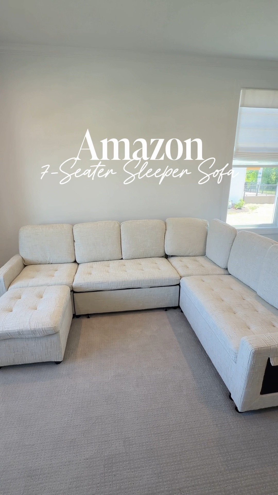 A couch that actually works for real life. 

This 7-seater sectional has hidden storage, reclining backrests, charging ports, a movable ottoman, a pull-out sleeper bed, and the softest chenille fabric. Safe to say our family is already putting it to good use.

Need a different size? It also comes in 5-seater and 8-seater options!

#amazonhomefinds #sectionalsofa #livingroomideas #homedecorfinds #amazonfavorites