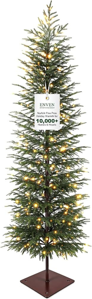 7FT Norfolk Pine Christmas Tree, Pre-Lit 240 LED Lights with 8 Modes, Real-Touch PE Material, Fam... | Amazon (US)