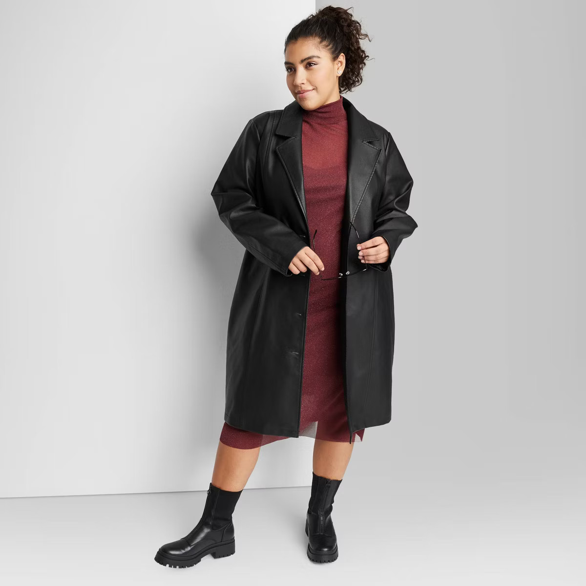 Women's Faux Leather Trench Coat - Wild Fable™ | Target