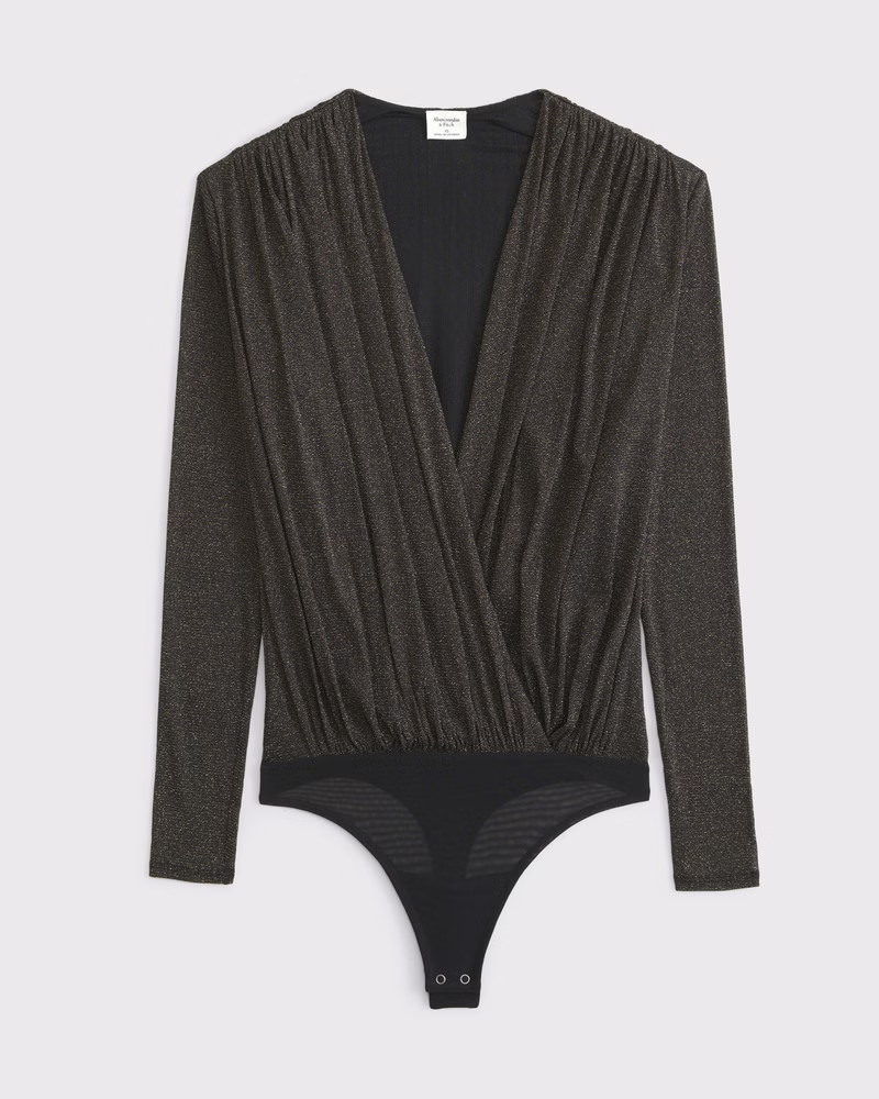 Women's Long-Sleeve Draped Deep-V Bodysuit | Women's New Arrivals | Abercrombie.com | Abercrombie & Fitch (US)