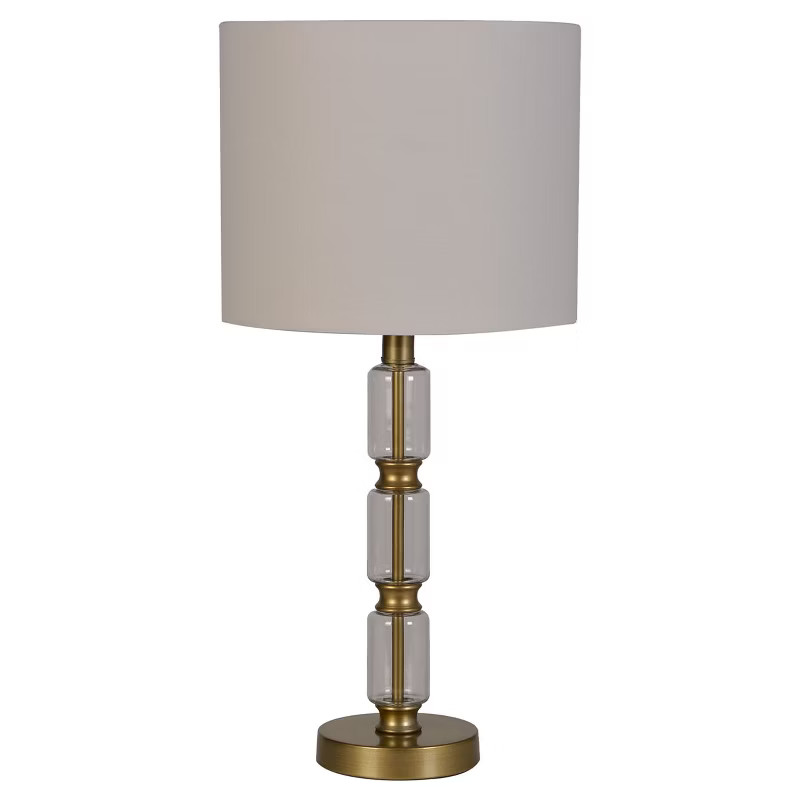 Glass Stacked Cylinder with Brass Detail Table Lamp Clear - Threshold | Target
