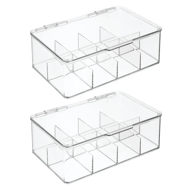 mDesign Stackable Plastic Tea Bag Organizer Storage Bin with Lid for Kitchen Cabinets, Countertop... | Walmart (US)