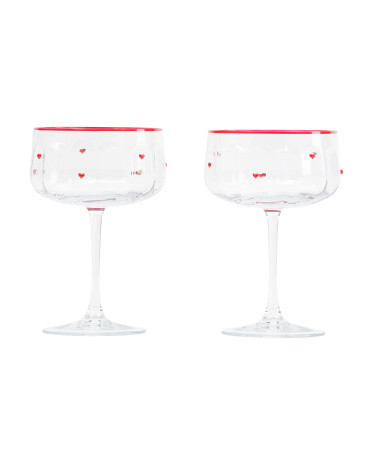 2pk Embossed Colored Hearts Coupe Glasses | Marshalls