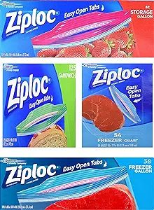 Ziploc Variety Pack – 54 Freezer Quart Bags – 38 Freezer Gallon Bags – 125 Sandwich Bags ... | Amazon (US)