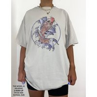 Koi Fish Shirt Japanese Oversized Graphic Tee Good Energy Y2K Fashion Tshirt Aesthetic Clothing Trendy Clothes Vsco | Etsy (US)