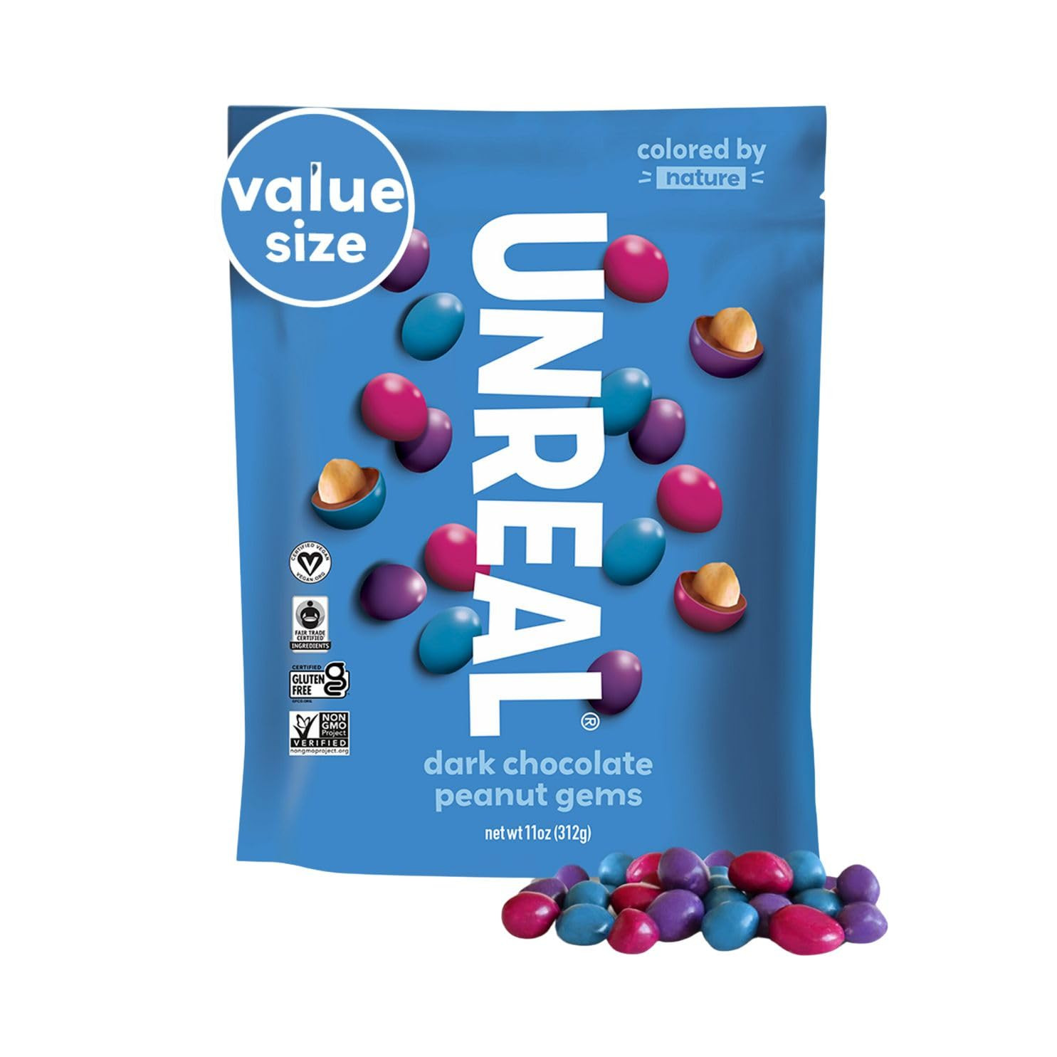 UNREAL Dark Chocolate Peanut Gems (Value Size Bag) | Vegan with Colors from Nature | Fair Trade, ... | Amazon (US)