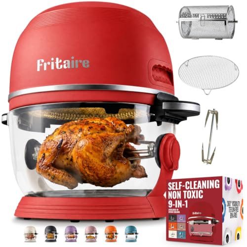 Non Toxic Air Fryer™ Pro | 9-in-1 Glass Air Fryer | Self-Cleaning | 5 Quart | Rotisserie and Tumbler | 400F Vortex For Even Cooking, BPA-Free Teflon Free, Recrisp, Roast, Bake, Cherry | Amazon (US)