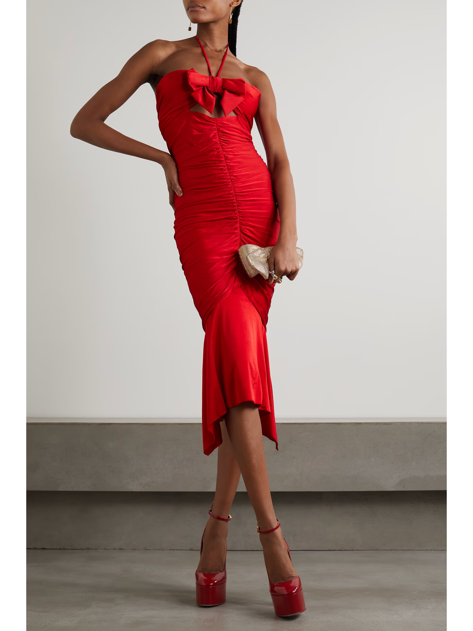 ALEXANDRE VAUTHIER Twist-front stretch-satin maxi dress | NET-A-PORTER | NET-A-PORTER (US)