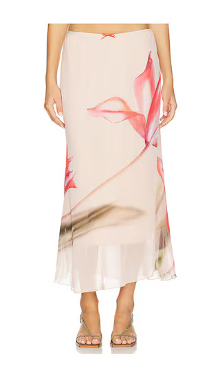 Dia Skirt in Nude With Rose Print | Revolve Clothing (Global)