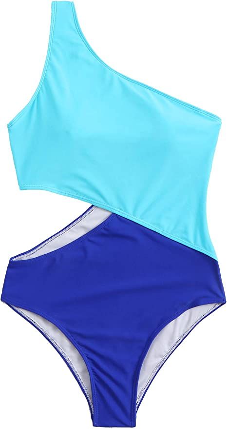 SweatyRocks Women's Bathing Suits One Shoulder Cutout One Piece Swimsuit Swimwear Monokini | Amazon (US)