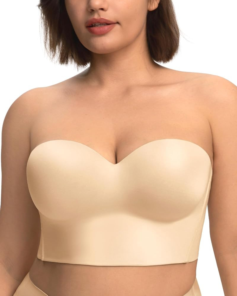 HSIA Longline Strapless Bra for Large Breasts, Anti-Slip Corset Bustier | Amazon (US)