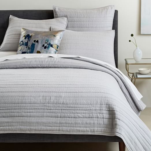 Dobby Ladder Stripe Coverlet + Shams | West Elm (US)