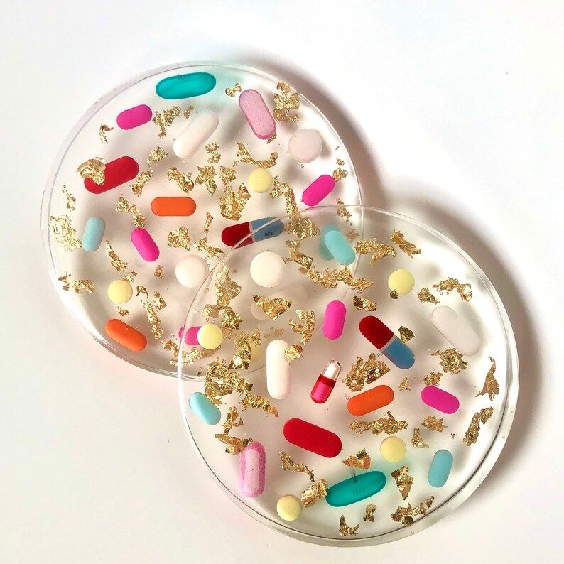 Resin Pill Coaster  One Coaster  Rainbow Pill Spill Resin | Etsy | Etsy (US)