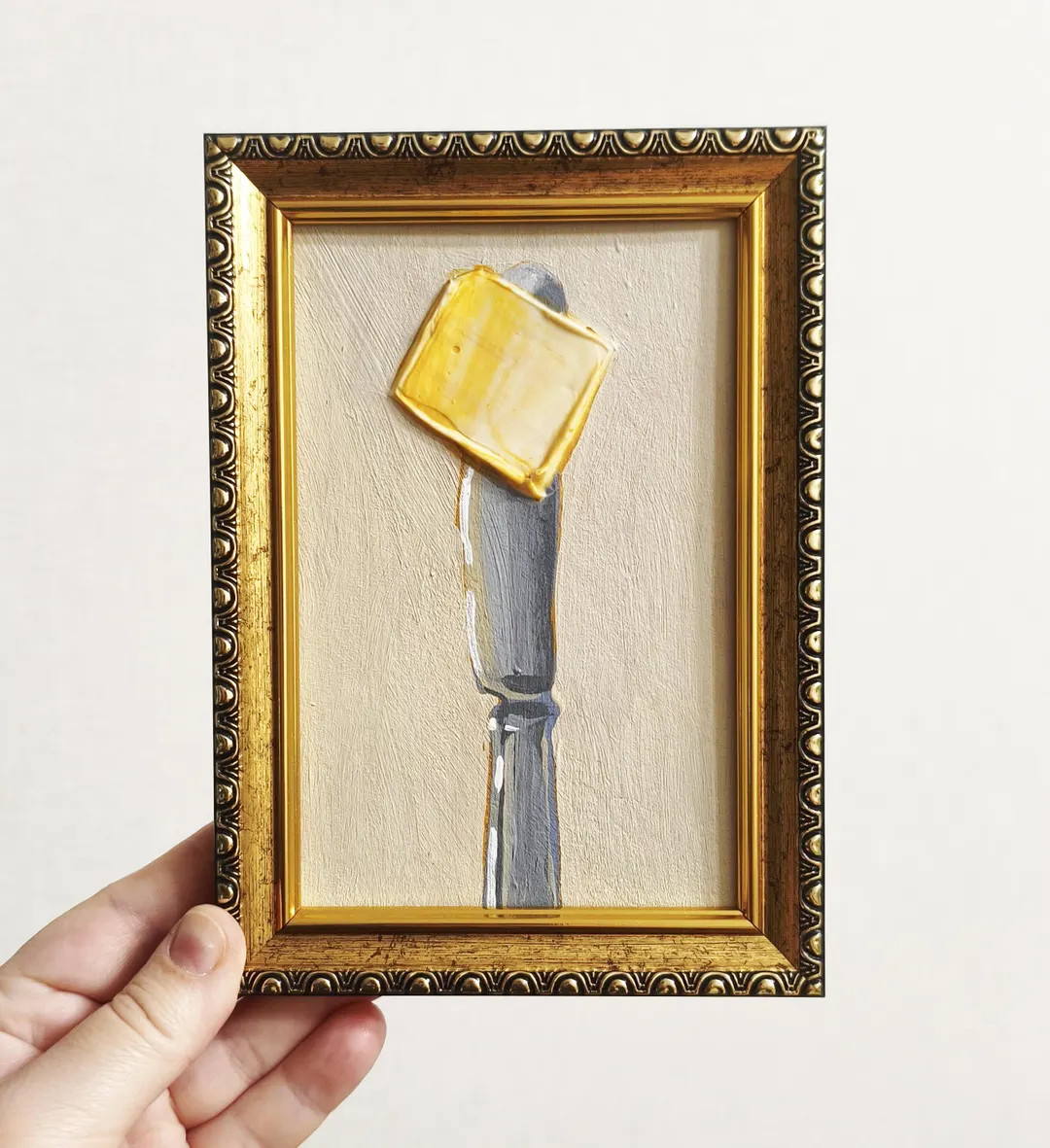 Butter Knife Painting Miniature, Small Framed Artwork, Tiny Original Mini Still Life, Food Art - ... | Etsy (Global)