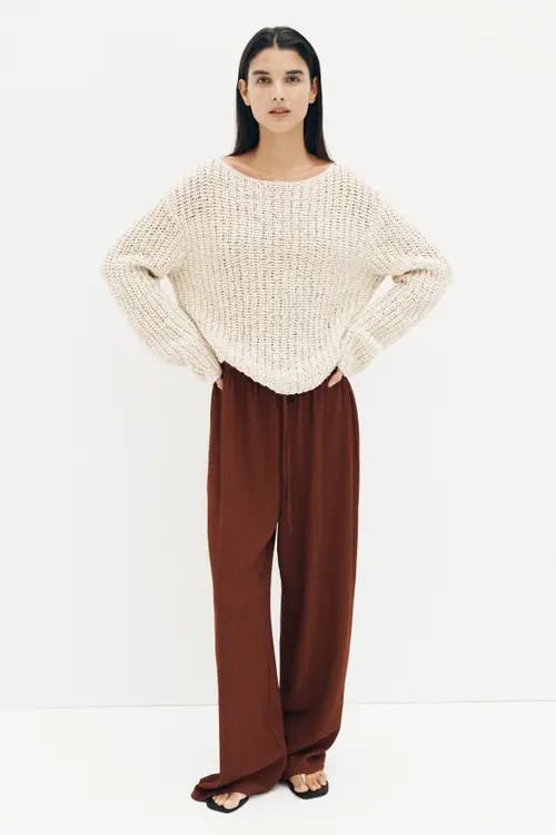 H&M Textured Drawstring Pants in Rust Brown at Nordstrom, Size Small | Nordstrom