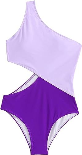 SweatyRocks Women's Bathing Suits One Shoulder Cutout One Piece Swimsuit Swimwear Monokini | Amazon (US)