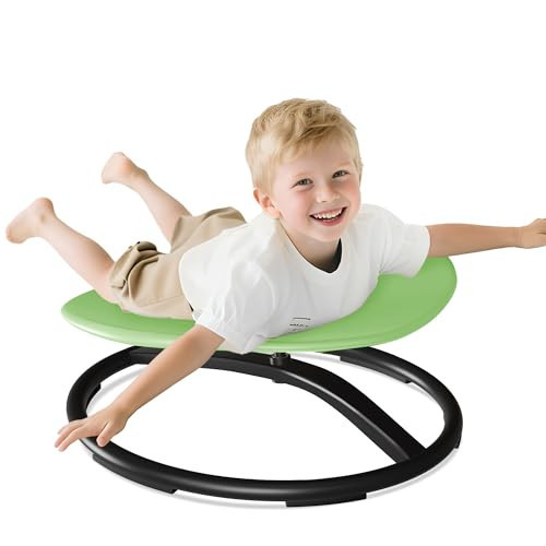 21" L × 19" W Large Size Spinning Chair for Autistic Kids, Autism Sensory Spinning Chair, Sensory Toys for Kids with Autism & ADHD, Sit and Spin Training Body Coordination, Light Green Rounded Shape | Amazon (US)
