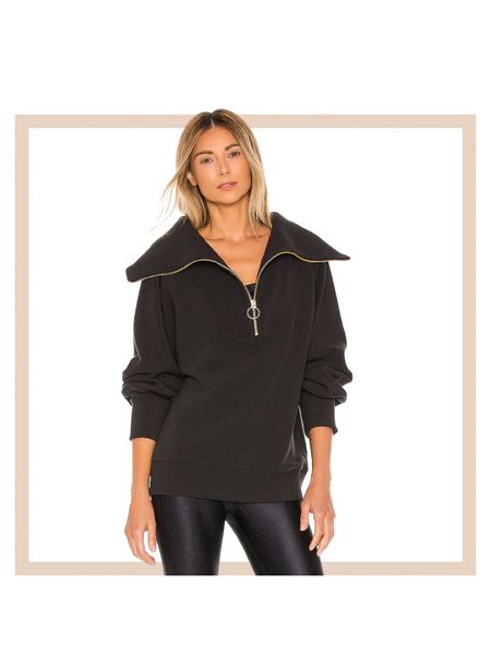Black partial zip casual lounge pullover sweater top

#LTKfindsunder50 #LTKfindsunder100 #LTKstyletip