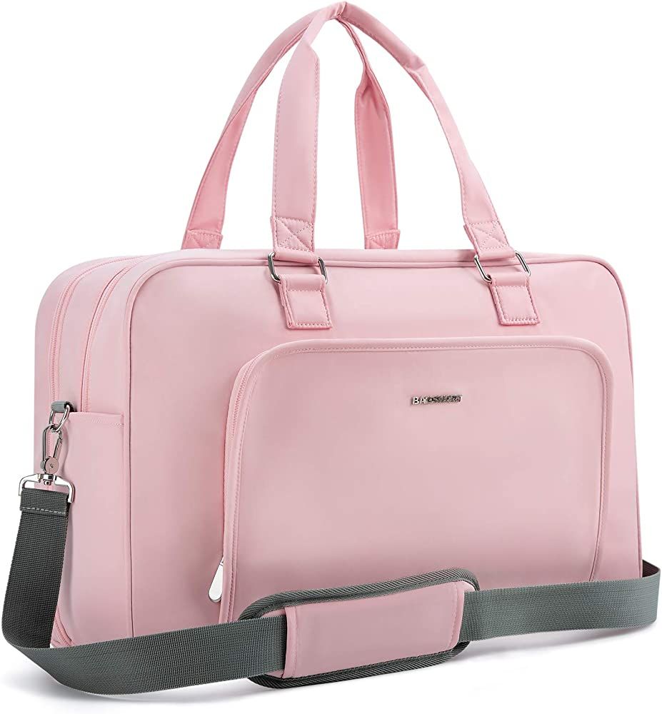 BAGSMART Weekender Bags for Women, Travel Duffle Overnight Bag Personal Item Bag with Shoe Bag for Travel Essentials (Pink, 27L) | Amazon (US)