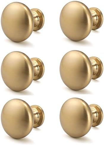 NIZADO 6 Pack Solid Cabinet Knob Warm Gold Kitchen Drawer Knob Champagne Bronze,Euro Style Dresser K | Amazon (US)