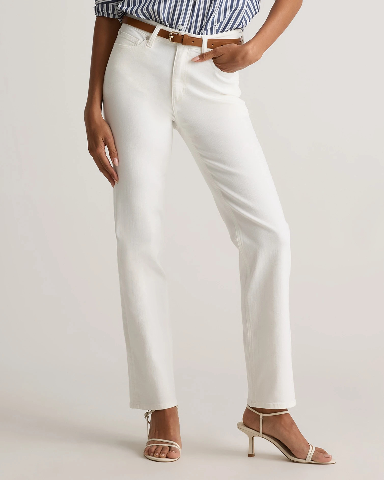 Bella Stretch Straight Jeans in Cloud White | Quince