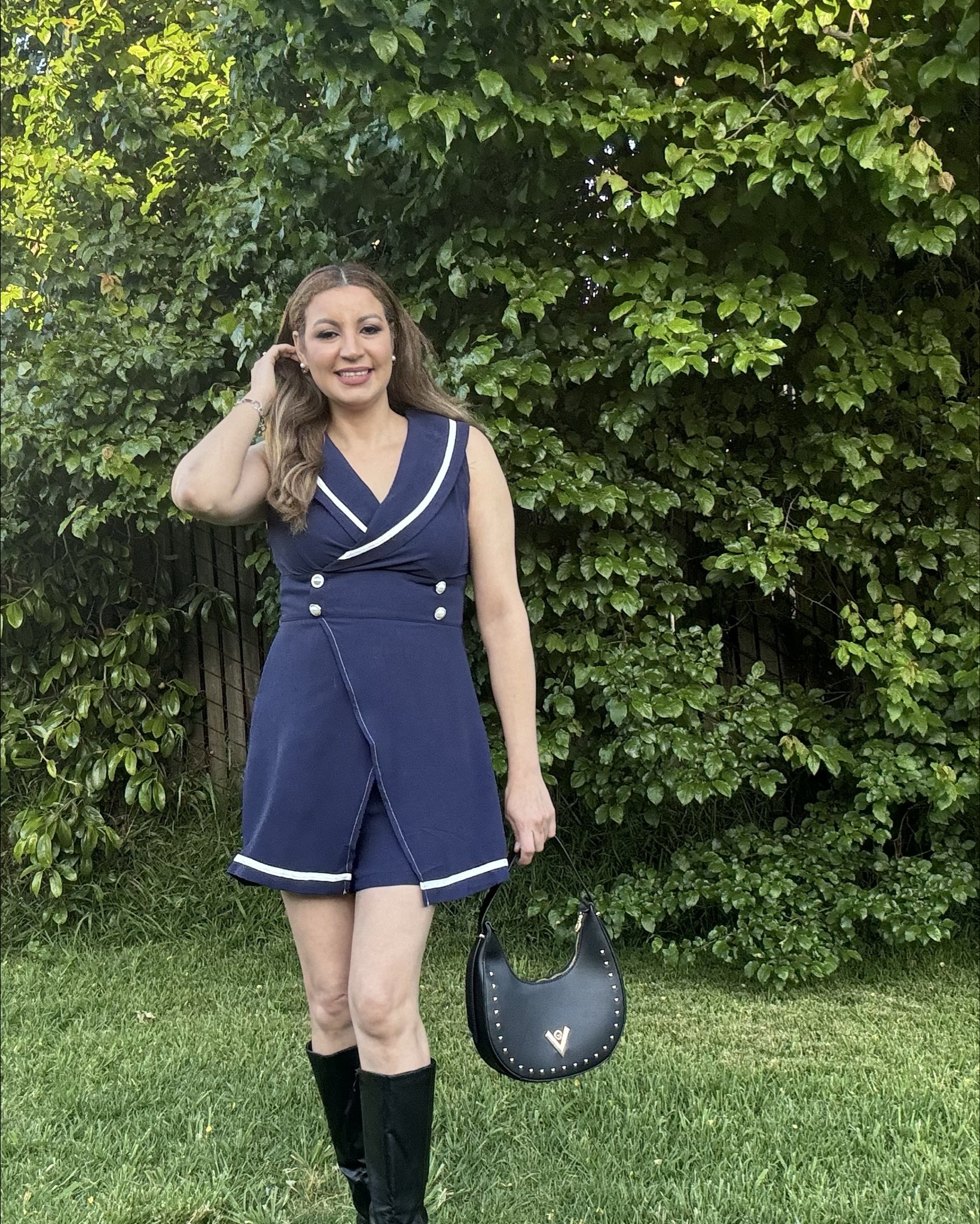 NAVY BLUE 1950S SAILOR COLLAR ROMPER.
S size:L

#LTKStyleTip #LTKSaleAlert #LTKSeasonal