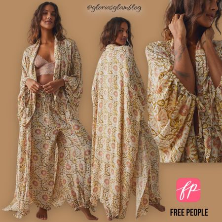 I’m in love with this FREE PEOPLE robe! I’ll be using it to wear over a tank top and Jean shorts! I can also use it as a bathing suit cover up! It’s a stunning versatile piece and features a semi-sheer, vintage-inspired floral design and exaggerated sleeves with cinch tie detail for added shape.

Not only that, it’s on sale! Was $148 now it’s $69.95! Also comes in a lilac and rosy pink color. One size.

Boho kimono 
Bohemian kimono 
Soft kimono 
Bump friendly 
Maternity photos 
Spring pics
Beach attire 


#LTKSale #LTKswim #LTKtravel