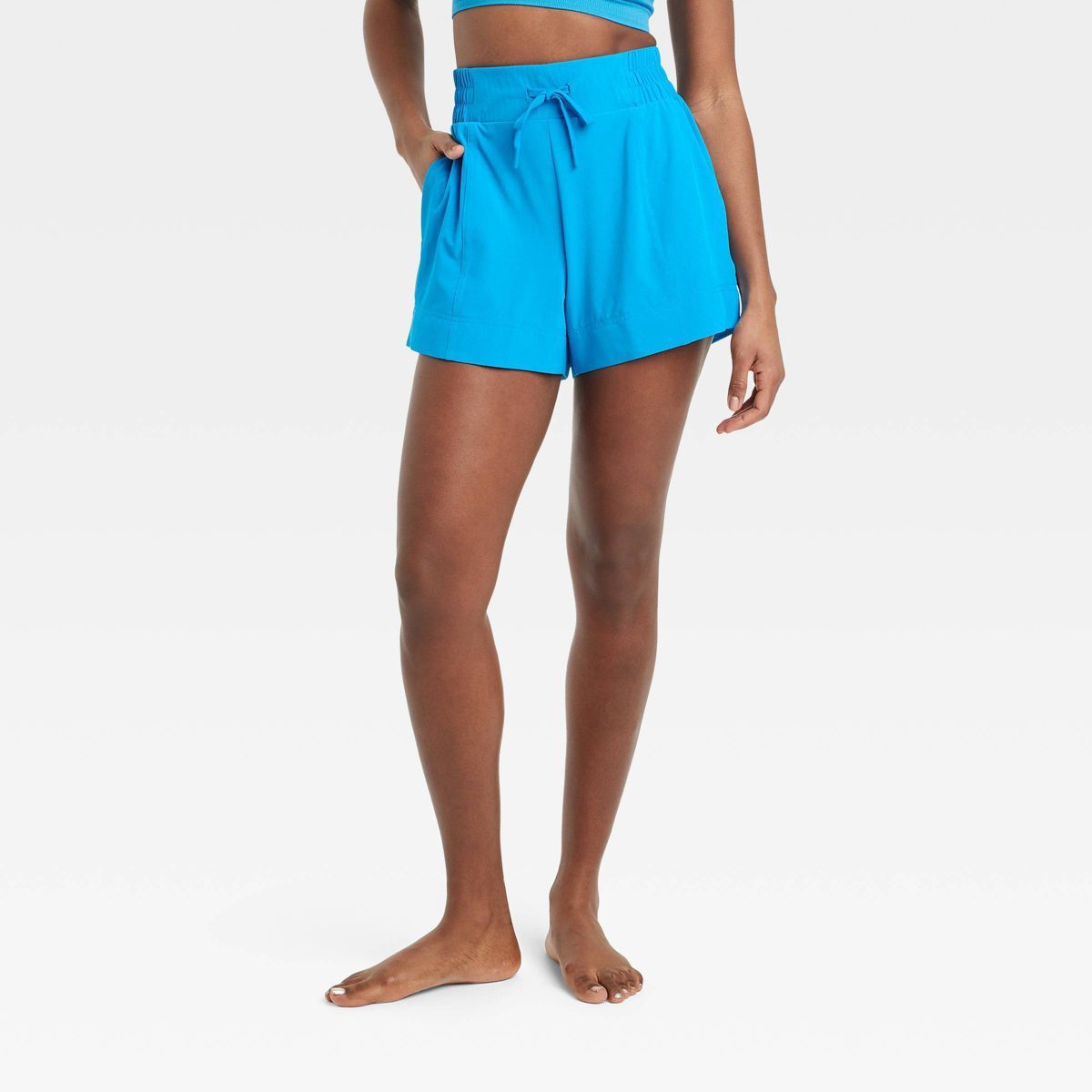 Women's Flex Woven Mid-Rise Shorts 4" - All In Motion™ Blue L | Target