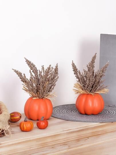 1pc 22cm (h) Artificial Foam Wheat Spike Pumpkin Ornament- For Autumn Home, Garden And Room Decor... | SHEIN