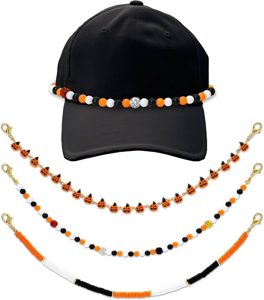 JarThenaAMCS 3Pcs Halloween Trucker Hat Chains Detachable DIY Polymer Clay Chains Hat Charms for ... | Amazon (US)