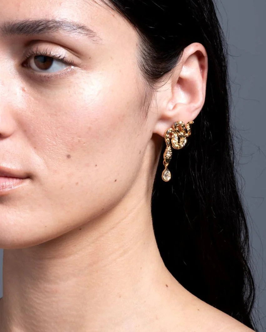 Serpent Crystal Drop Earrings | Gold Snake Drop Earrings | Alexis Bittar