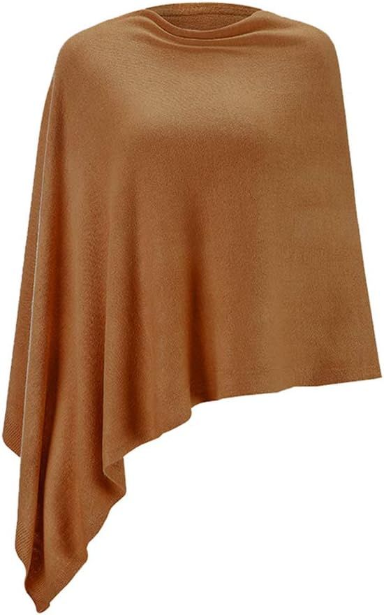 Women Ponchos Sweater Versatile Lightweight Solid Knitted Shawl Wrap Scarf Cape Accessories for W... | Amazon (US)