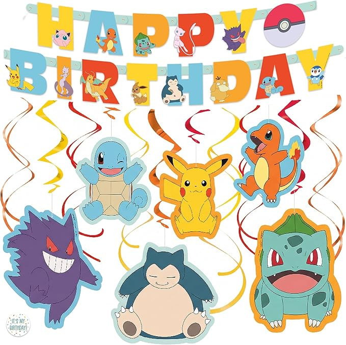Pokemon Birthday Decorations Party Supplies - Officially Licensed - 1 Happy Birthday Banner, 12 S... | Amazon (US)