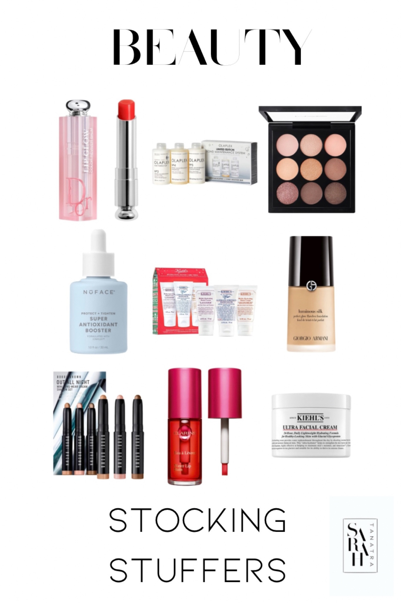 Beauty products in sale stocking stuffers holiday gifts 

Olaplex
Dior lip 
Mac eyeshadow 
Nuface 
Kiehls
Armani foundation 
Bobbi brown eyeshadow 




#LTKbeauty #LTKHoliday #LTKGiftGuide