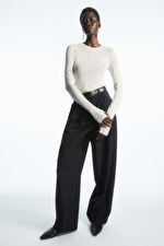 CREW-NECK MERINO WOOL TOP - OFF-WHITE - COS | COS UK