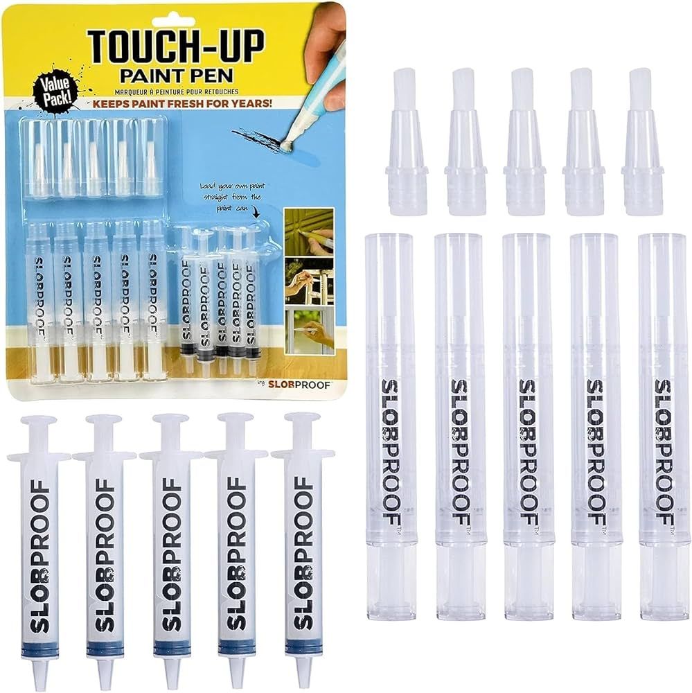 Slobproof Touch Up Paint Pen- Refillable Paint Brush Pens 5 in 1 Pack- Paint Touch Up Pen for Wal... | Amazon (US)