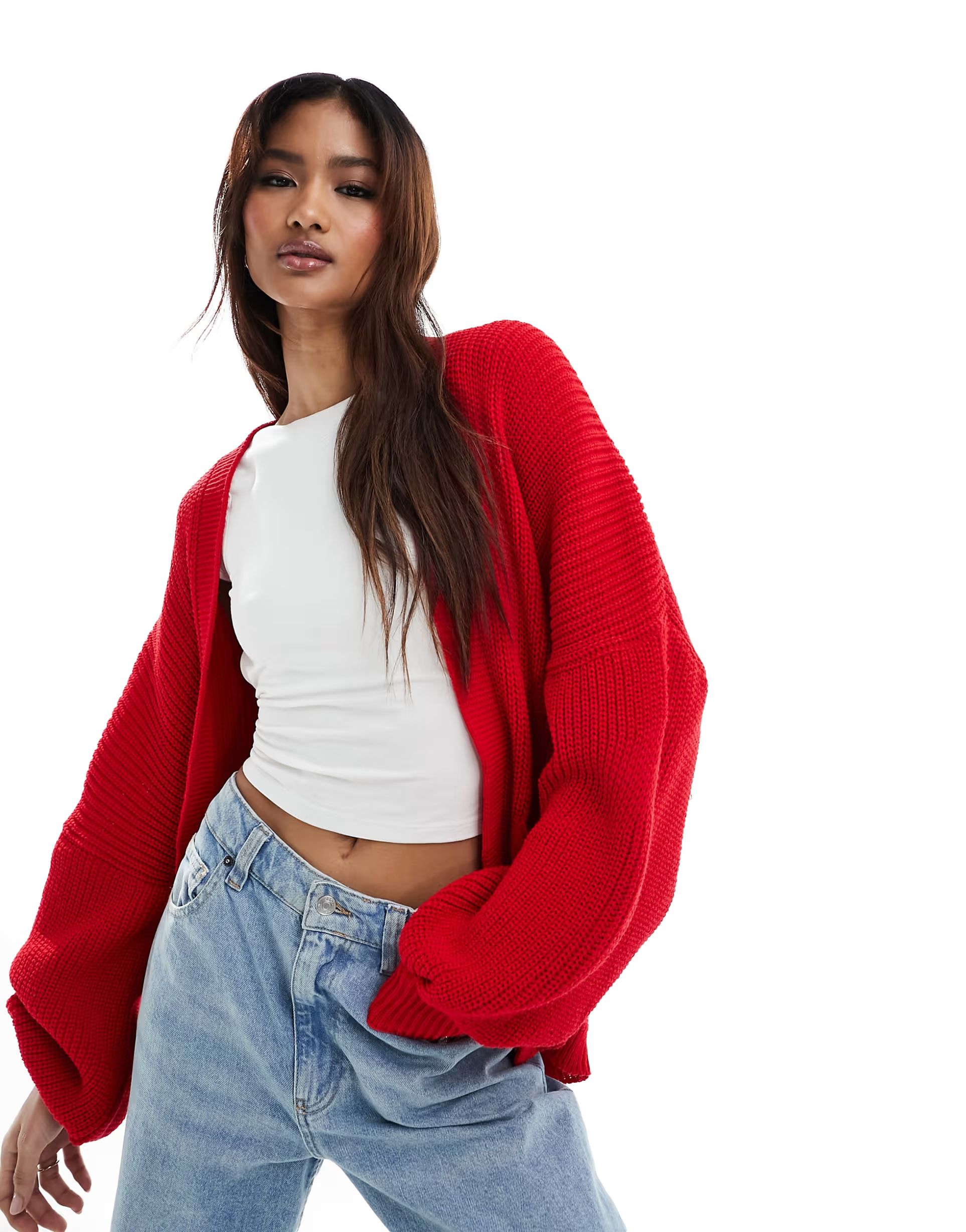 Missyempire pocket detail cardigan in red | ASOS (Global)