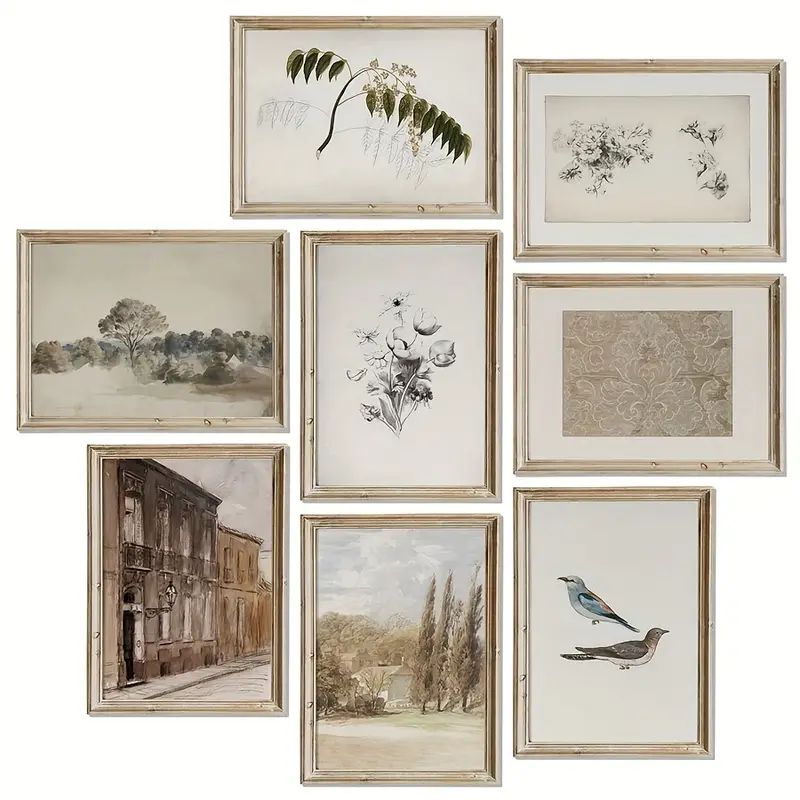 Set Of 8 Neutral Vintage French Farmhouse Gallery Wall Print Poster, Country Canvas Wall Art Deco... | Temu Affiliate Program