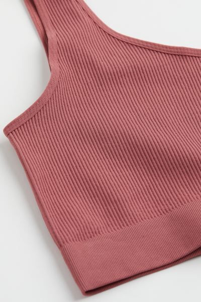 One-shoulder bralette in ribbed jersey designed with the minimum number of seams for a seamless, ... | H&M (US + CA)