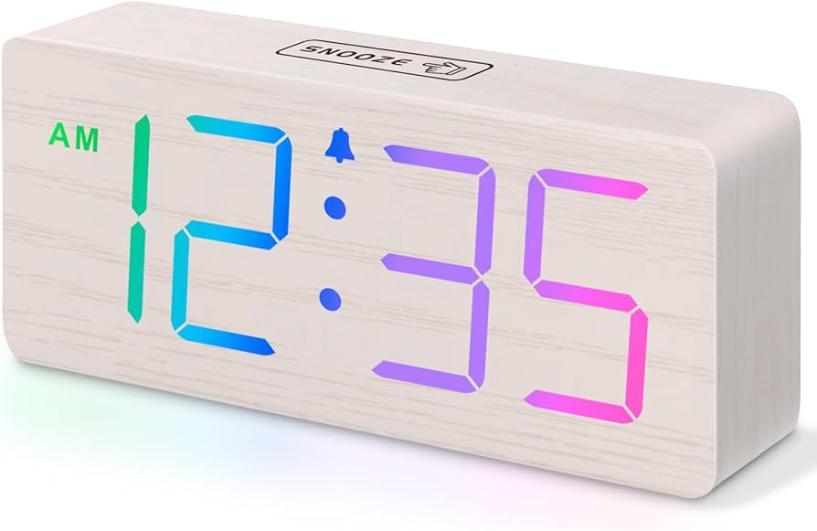 DreamSky Wooden Digital Alarm Clock for Bedroom, Living Room Desk | Amazon (US)