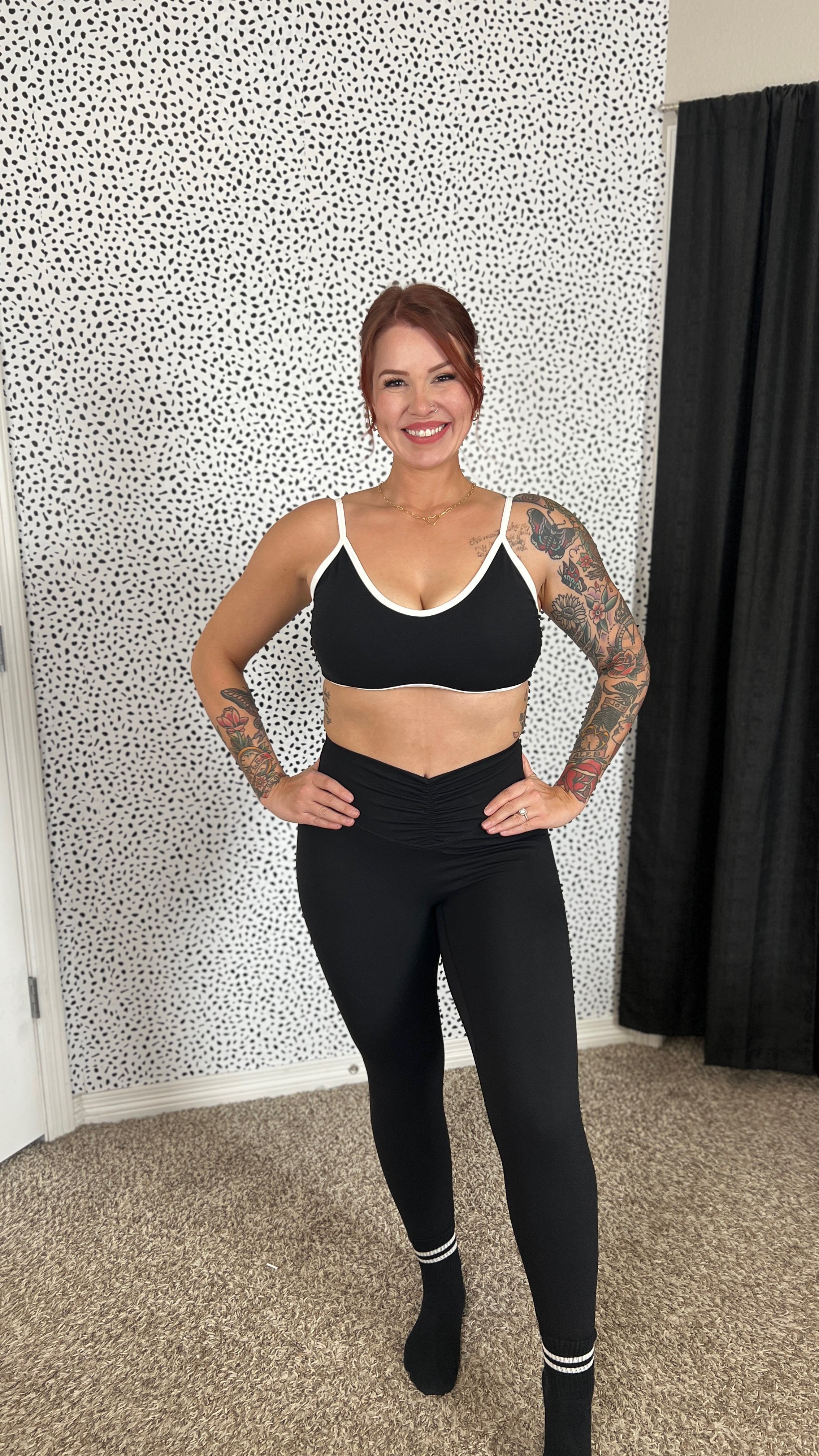 AOXJOX workout sets.

Black leggings I am wearing a XL
Black/white backless top I am wearing a large.

Blue camo shorts I’m wearing a XL.
Blue camo sports bra I’m wearing a large.

I am 5’7” 168 lbs 

#LTKFindsUnder50 #LTKActive #LTKMidsize