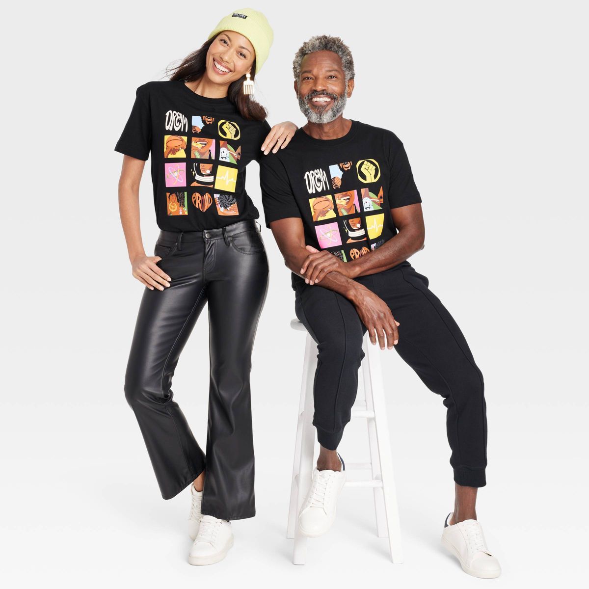 Black History Month Adult Short Sleeve HBCU Icon Grid T-Shirt - Black | Target