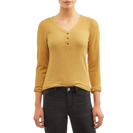 Time and Tru Women's Thermal Henley T-Shirt | Walmart (US)