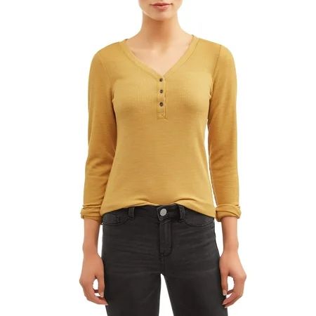 Time and Tru Women's Thermal Henley T-Shirt | Walmart (US)