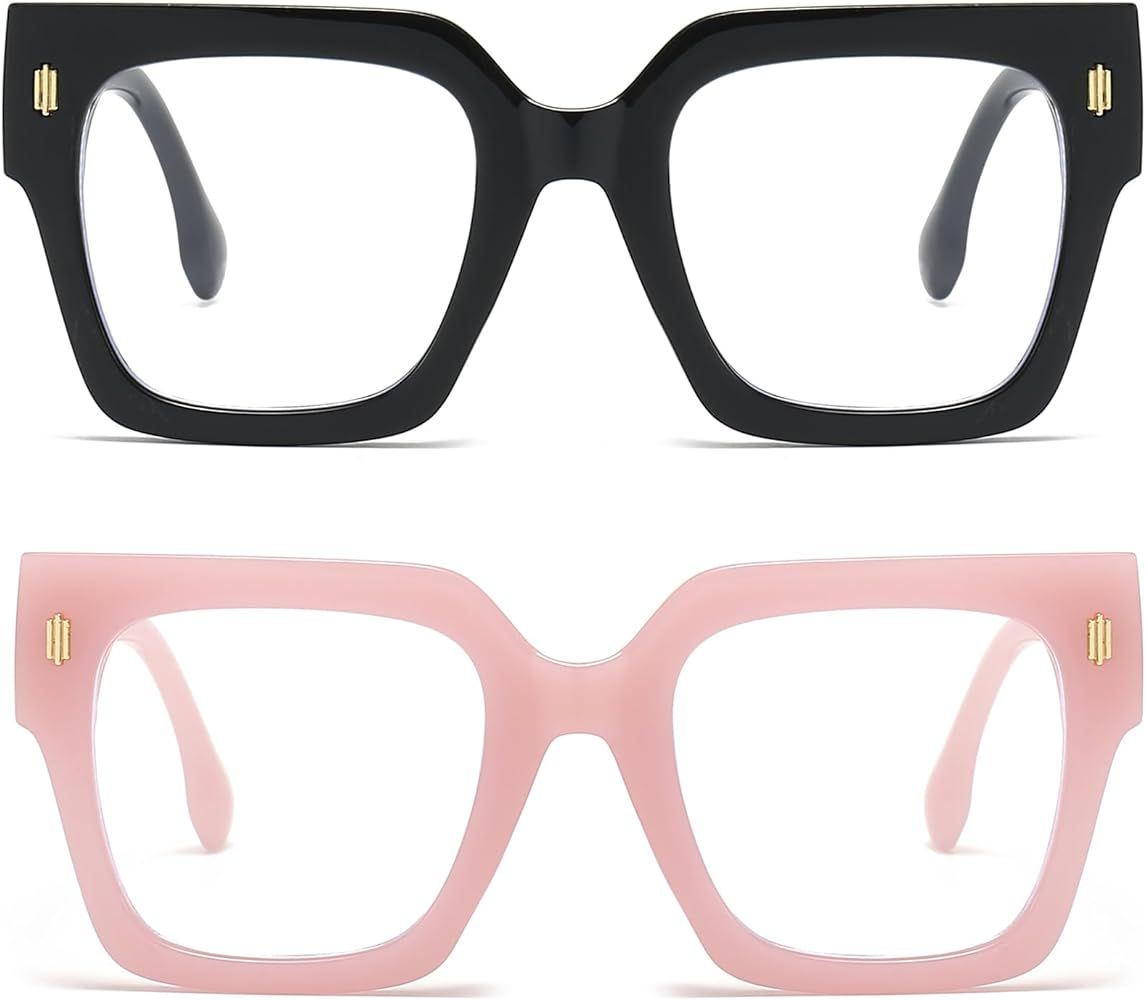 Breaksun Fashion Oversized Blue Light Blocking Glasses for Women Men Trendy Big Square Frame Comp... | Amazon (US)