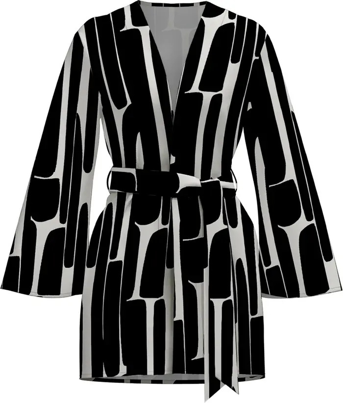 Black Hera Print Lightweight Wrap Jacket | Nordstrom