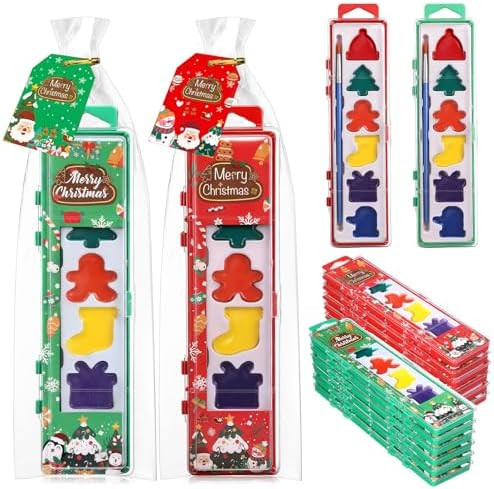 12 Pack Merry Christmas Watercolor Paint Set Bulk 6 Colors Washable Christmas Water Color Paint w... | Amazon (US)