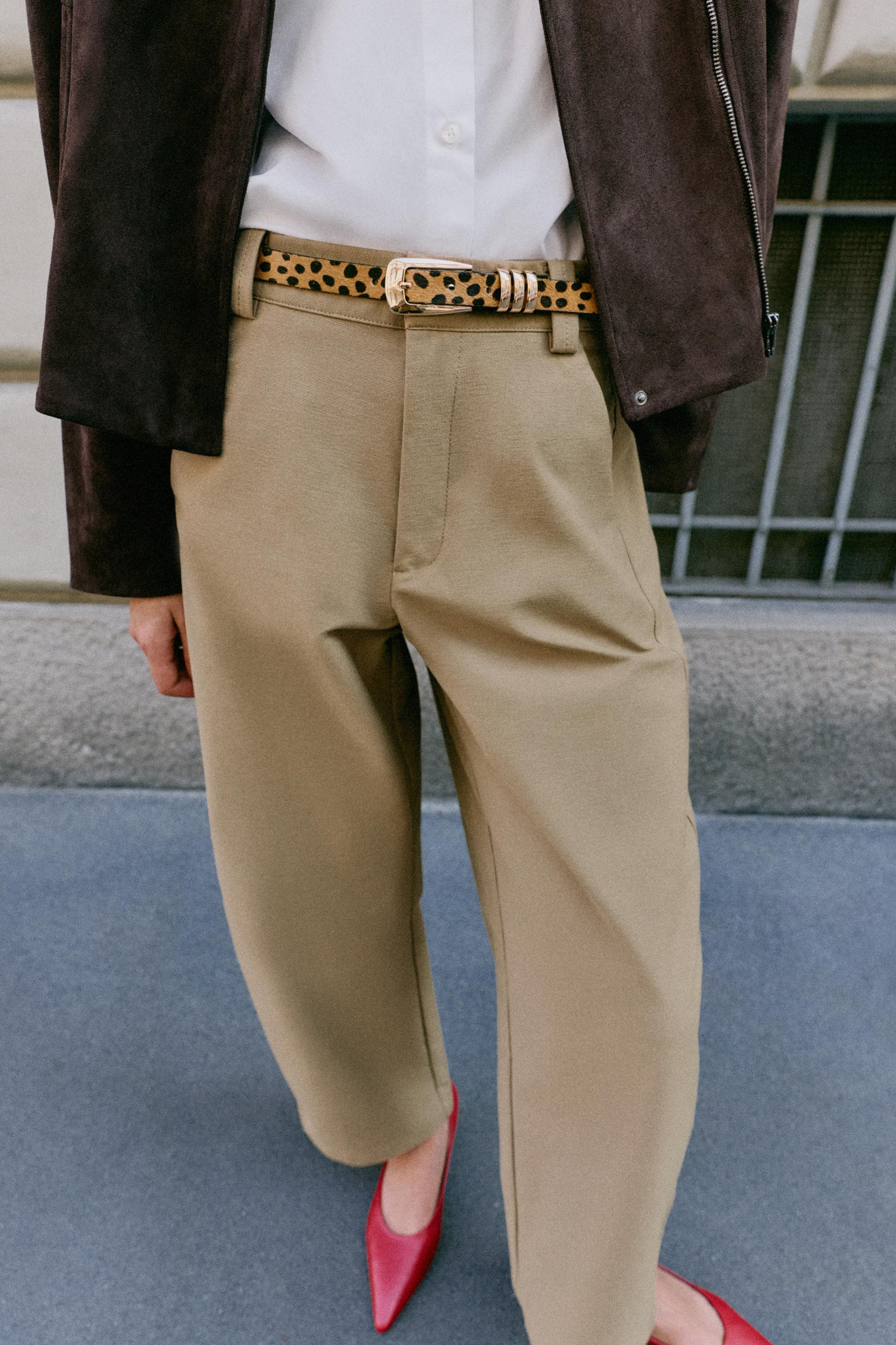 Zara - Animal Print 100% Leather Skinny Belt - Brown - 30 (Us 30) - Woman | Zara US