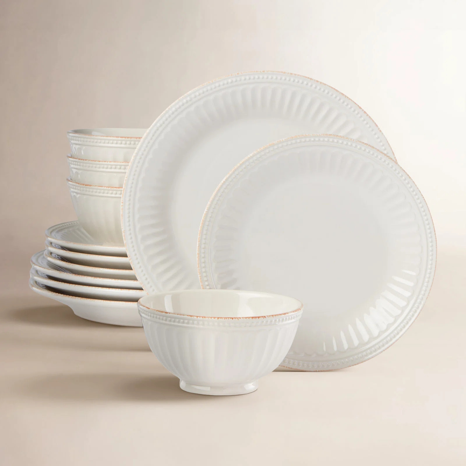 Lenox French Perle Groove 12-Piece Plate & Bowl Set, Size 23.05 LB, White (Set of 12) | Wayfair North America