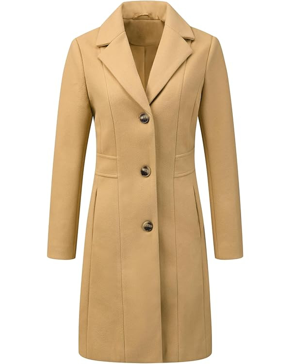 Allegra K Women's Lapel Single-Breasted Long Outerwear Winter Coats | Amazon (US)
